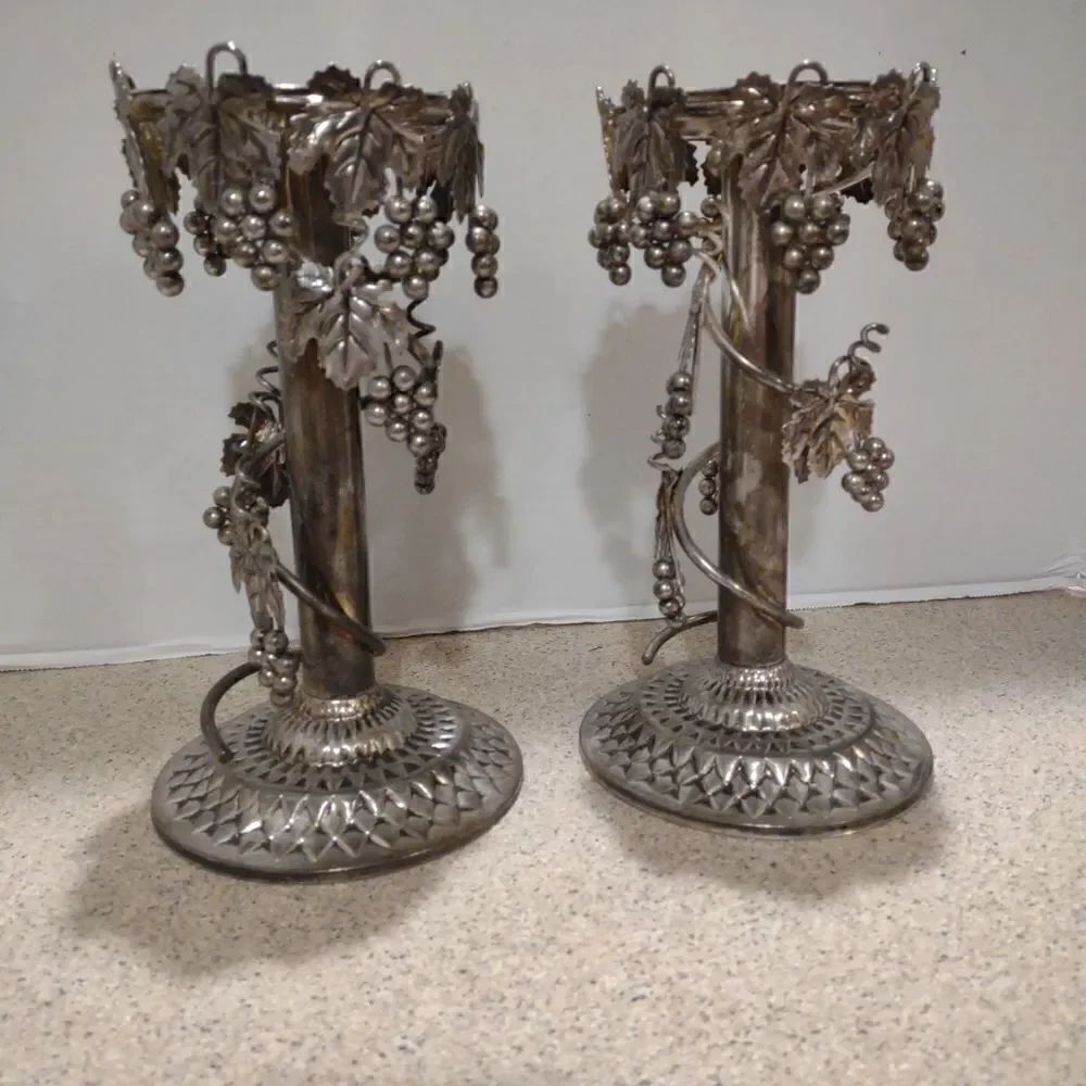 Silversmith Silver  Grapevine Candle Holders. HC